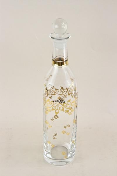 20th Century Glass Decanter Bottle With Golden Floral Patterns AT ca 1920