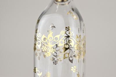 20th Century Glass Decanter Bottle With Golden Floral Patterns AT ca 1920