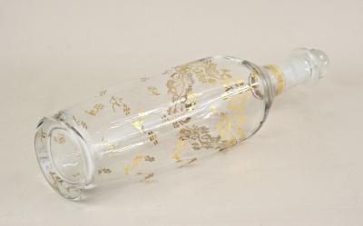 20th Century Glass Decanter Bottle With Golden Floral Patterns AT ca 1920