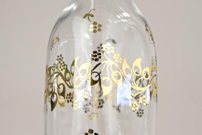 20th Century Glass Decanter Bottle With Golden Floral Patterns AT ca 1920