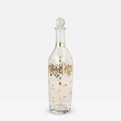 20th Century Glass Decanter Bottle With Golden Floral Patterns AT ca 1920