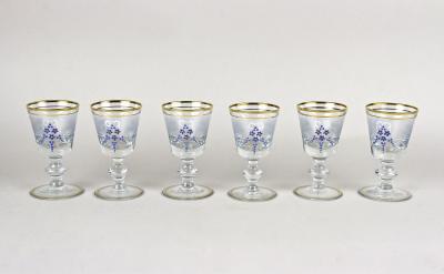 20th Century Glass Decanter Set With Enamel Paintings Austria ca 1980s