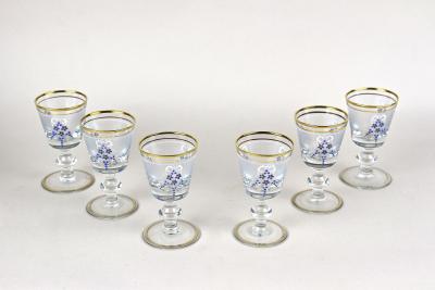 20th Century Glass Decanter Set With Enamel Paintings Austria ca 1980s