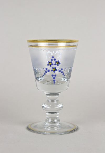 20th Century Glass Decanter Set With Enamel Paintings Austria ca 1980s