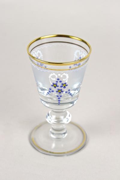 20th Century Glass Decanter Set With Enamel Paintings Austria ca 1980s