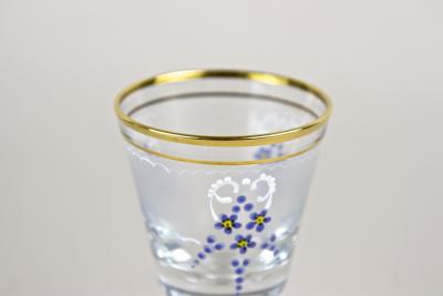 20th Century Glass Decanter Set With Enamel Paintings Austria ca 1980s