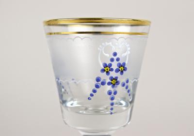 20th Century Glass Decanter Set With Enamel Paintings Austria ca 1980s
