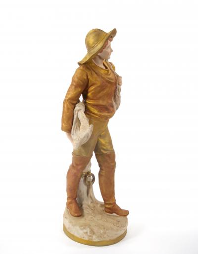 20th Century Hand Painted Gilt Decorated Porcelain Decorative Mans Sculpture