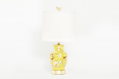 20th Century Hand Painted Porcelain Gilt Wood Base Lamps