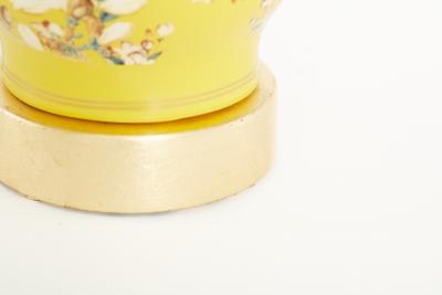 20th Century Hand Painted Porcelain Gilt Wood Base Lamps