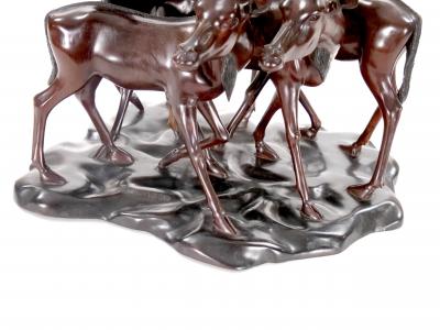 20th Century Hand Painted Wood Decorative Sculpture Pack of Gazelles