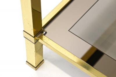 20th Century Hollywood Regency Brass Side End Table Smoked Glass IT ca 1970