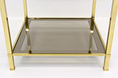 20th Century Hollywood Regency Brass Side End Table Smoked Glass IT ca 1970