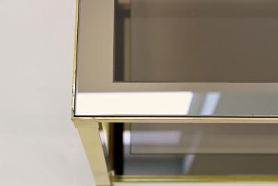 20th Century Hollywood Regency Brass Side Table Smoked Glass Plate IT ca 1970