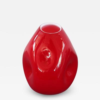 20th Century Italian Design Murano Artistic Glass Red Vase