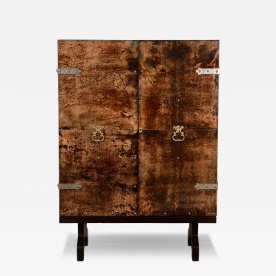 20th Century Italian Lacquered Goat Skin and Mahogany Bar by Aldo Tura