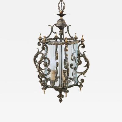 20th Century Italian Lantern in Glass and Bronze