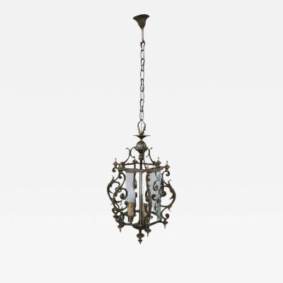 20th Century Italian Lantern in Glass and Bronze