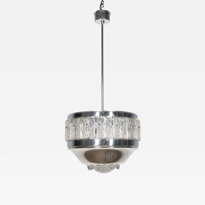 20th Century Italian Nickel and Glass Pendant Light