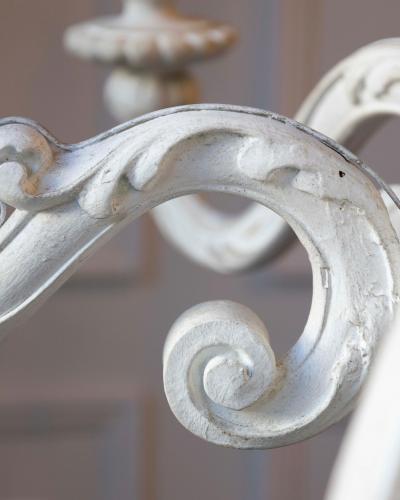 20th Century Italian Painted Wood Chandelier with Carved Scroll Arms