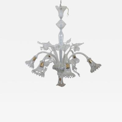 20th Century Italian Transparent Murano Glass Chandelier with 7 Bulbs