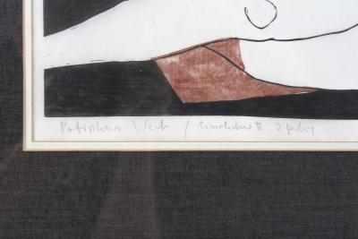 20th Century Linocut Artwork Patinkas Work Two Colour Signed Peter K 1970