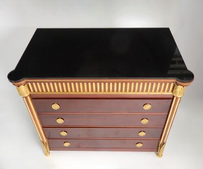 20th Century Mahogany Bronze Mounted Credenzas Cabinet Smoke Glass Top