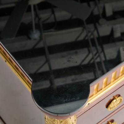 20th Century Mahogany Bronze Mounted Credenzas Cabinet Smoke Glass Top