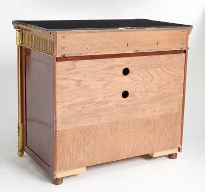 20th Century Mahogany Bronze Mounted Credenzas Cabinet Smoke Glass Top