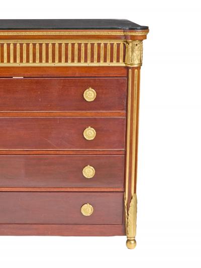 20th Century Mahogany Bronze Mounted Credenzas Cabinet Smoke Glass Top