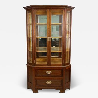 20th Century Mahogany Vitrine Cabinet with Faceted Glass Austria circa 1910