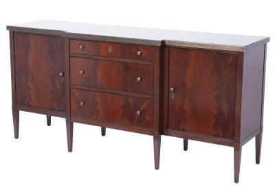 20th Century Mirrored Top Mahogany Wood Sideboard Credenza By Dessin Fournir