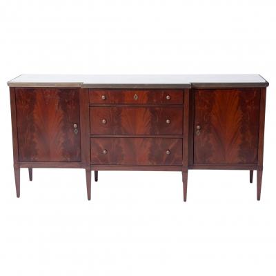 20th Century Mirrored Top Mahogany Wood Sideboard Credenza By Dessin Fournir