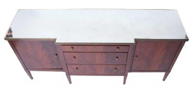 20th Century Mirrored Top Mahogany Wood Sideboard Credenza By Dessin Fournir