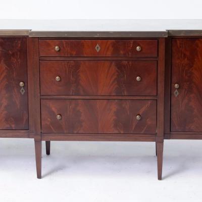 20th Century Mirrored Top Mahogany Wood Sideboard Credenza By Dessin Fournir