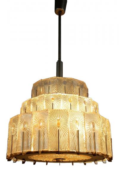 20th Century Modern Three Tier Glass Chandelier by Rupert Nikoll AT ca 1950