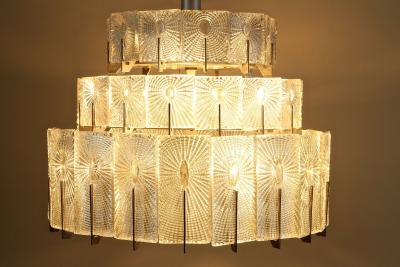 20th Century Modern Three Tier Glass Chandelier by Rupert Nikoll AT ca 1950
