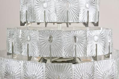 20th Century Modern Three Tier Glass Chandelier by Rupert Nikoll AT ca 1950