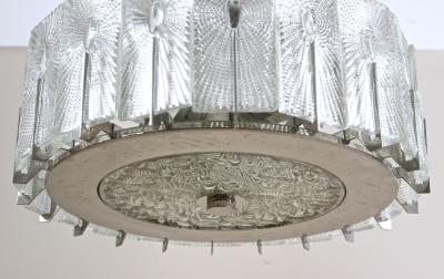 20th Century Modern Three Tier Glass Chandelier by Rupert Nikoll AT ca 1950