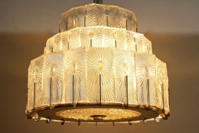 20th Century Modern Three Tier Glass Chandelier by Rupert Nikoll AT ca 1950