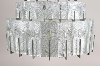 20th Century Modern Three Tier Glass Chandelier by Rupert Nikoll AT ca 1950