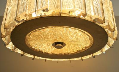 20th Century Modern Three Tier Glass Chandelier by Rupert Nikoll AT ca 1950