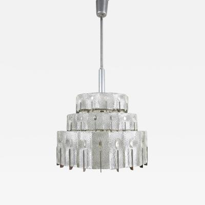 20th Century Modern Three Tier Glass Chandelier by Rupert Nikoll AT ca 1950
