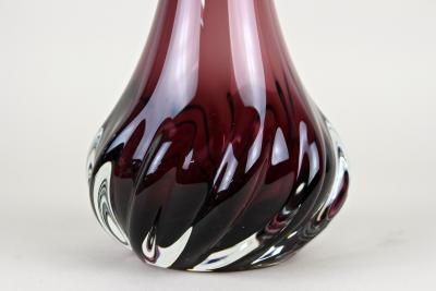 20th Century Murano Glass Long Neck Vase Bordeaux Red Italy circa 1970