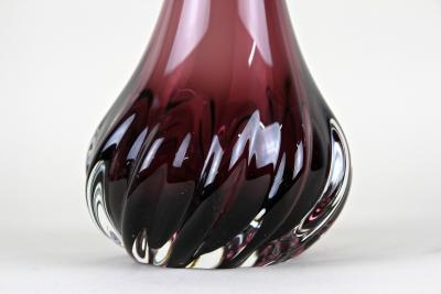 20th Century Murano Glass Long Neck Vase Bordeaux Red Italy circa 1970