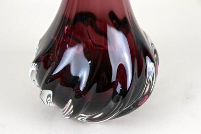 20th Century Murano Glass Long Neck Vase Bordeaux Red Italy circa 1970