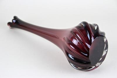 20th Century Murano Glass Long Neck Vase Bordeaux Red Italy circa 1970