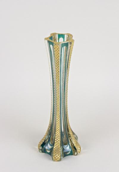 20th Century Murano Glass Vase With Green And Gilt Accents Italy ca 1930