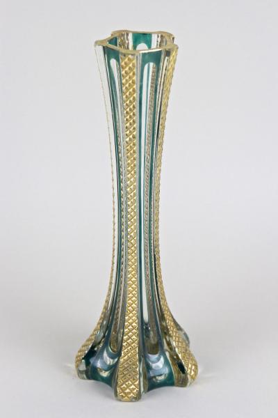 20th Century Murano Glass Vase With Green And Gilt Accents Italy ca 1930