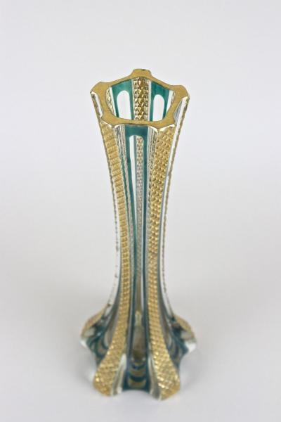 20th Century Murano Glass Vase With Green And Gilt Accents Italy ca 1930